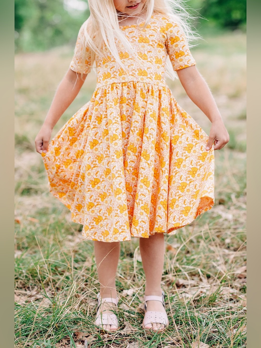 Alice + Ames Ballet Yellow Floral Twirl Dress Size 6